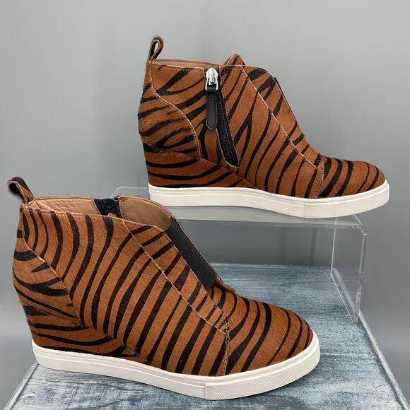NEW Linea Paolo Women’s Anna 3 Zebra Print Calfhair Booties Brown Size 6M - Picture 1 of 10